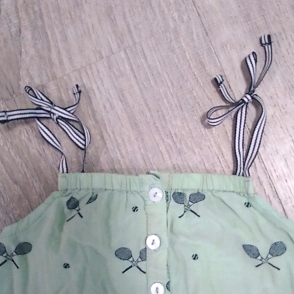 Nice Things Mini mint green tennis print romper 18 summer beach strappy bows - Picture 2 of 12